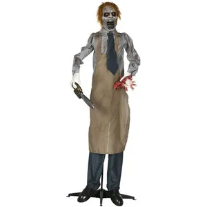 HOMCOM Life Size Animatronic Chainsaw Halloween Decoration - Khaki
