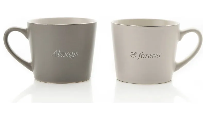 Amore Set of 2 Mugs - Grey & White
