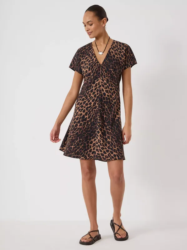 HUSH Grace A-Line Mini Dress containing LENZING™ ECOVERO™ Viscose, Soft Leopard