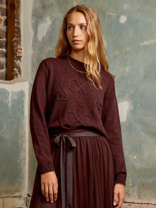 Ro&Zo Floral Applique Jumper, Brown