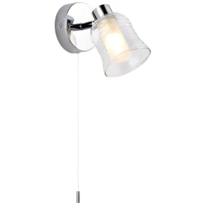 Feris Ribbed Glass Light - Chrome