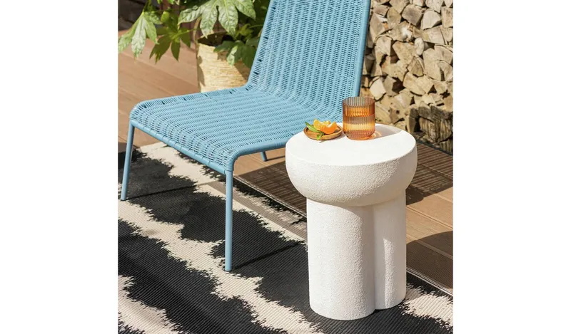 Habitat Palma Round Concrete Effect Garden Side Table- White