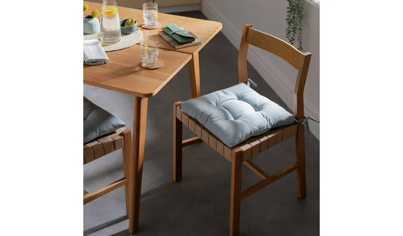 Habitat Chambray Pack of 2 Seat Cushions - Duck Egg