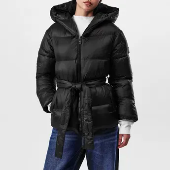 Boss Women's Peruni  Black Long Sleeve Short Puffer Jacket