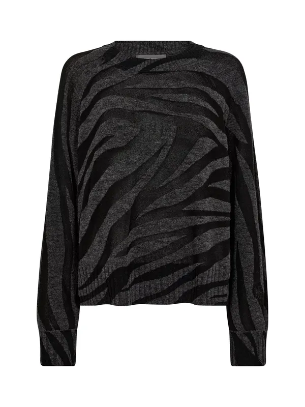 MOS MOSH Hala Wool Blend Zebra Print Long Sleeve Crew Neck Jumper