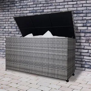Rattan Cushion Storage Box - Grey / 138cm