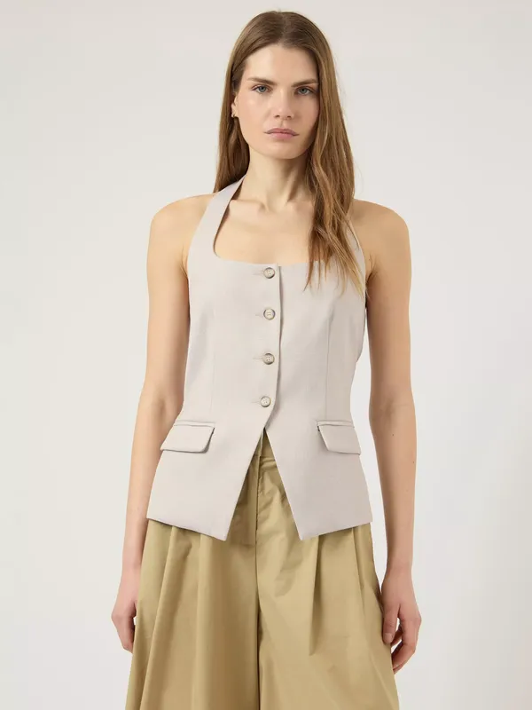 YAS Milda Halterneck Waistcoat, Grey