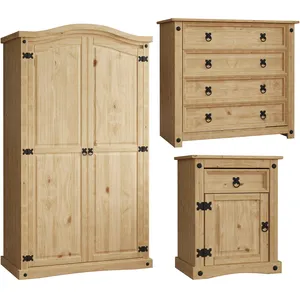 Corona Trio Bedroom Set - Pine / Distressed Waxed Pine