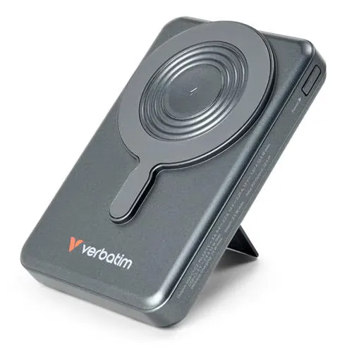 Verbatim Charge n Go Two Cable Power Bank with Display Magnetic Wireless Charging 10000mAh - Grey
