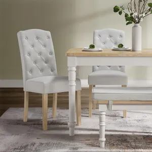 Pair of Avesbury Buttoned Dining Chairs - Cream