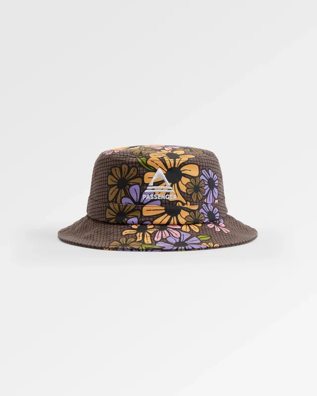 Passenger Clothing Shaded Bucket Hat - Floral Grid Espresso