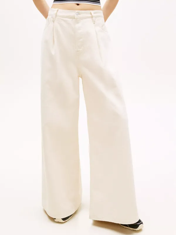 Tommy Hilfiger Mid Rise Loose Baggy Jeans, Off White