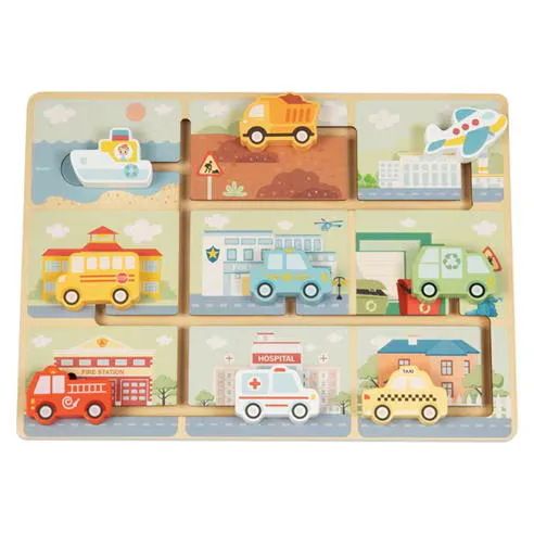 Tooky Toy Wooden Chunky Vehicle Puzzle