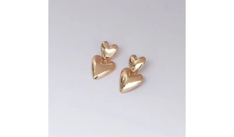 Lipsy Gold Plated Puffed Heart Drop Earrings