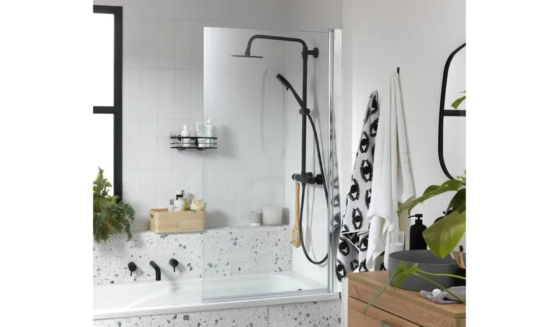 Argos Home 1400x780mm Half Shower Screen Silver