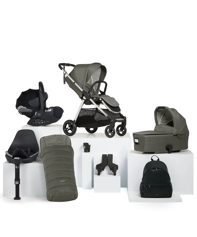 Mamas & Papas Flip XT³ Pushchair Bundle with Cybex Cloud T Car Seat (8 Pieces) - Harbour Grey