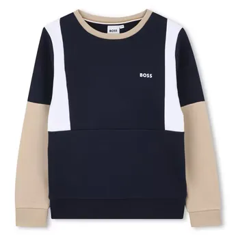 Boss Kids' Geometric Panelling Relaxed Fit Crew Sweatshirt