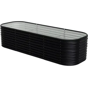 Oval Galvanised Steel Raised Garden Bed - Anthracite / 240cm / 56cm