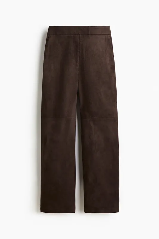 Straight-leg coated trousers