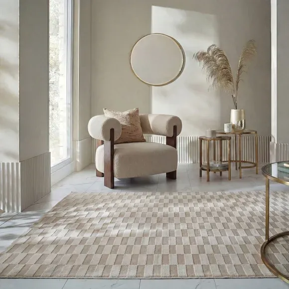 Mira Checkerboard Washable Rug