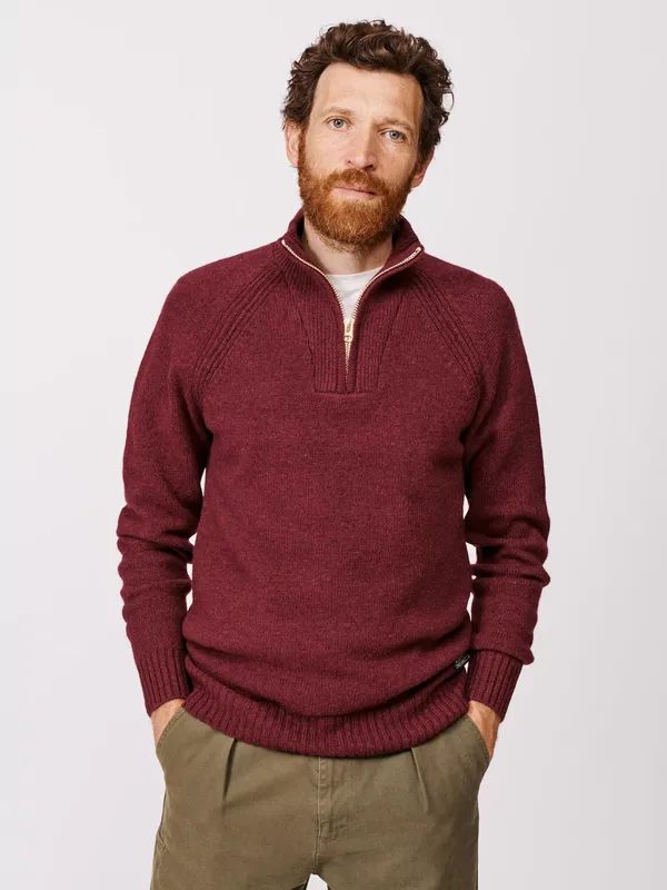 Aubin Pelham Wool Blend Zip-Neck Jumper