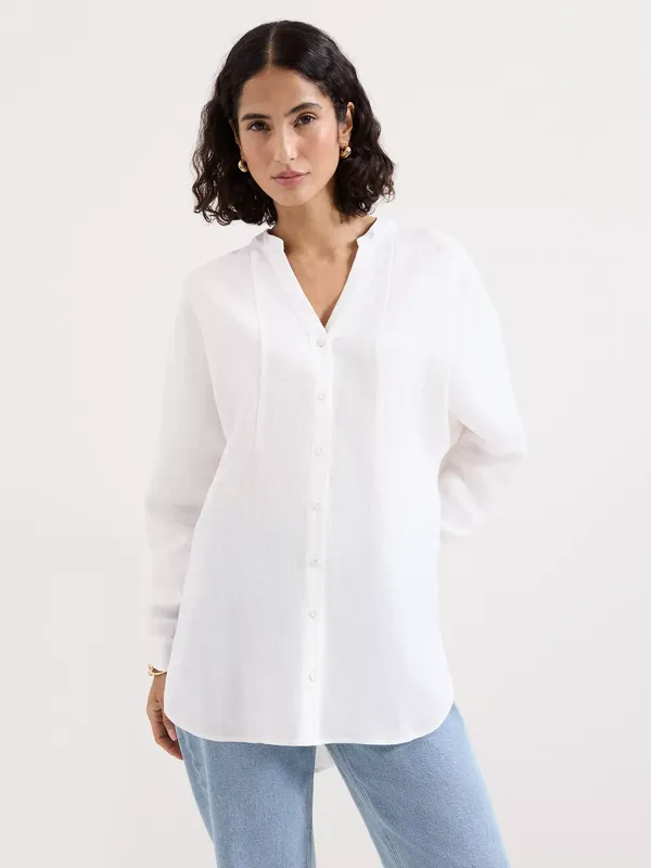 Phase Eight Mathilde Linen Shirt, White