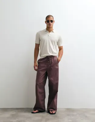 loose linen blend trousers in brown