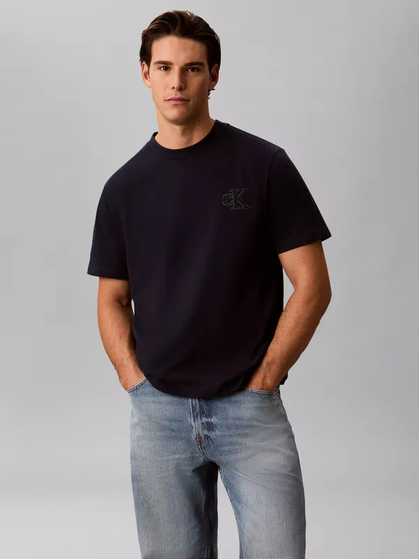 Calvin Klein Monogram Cotton T-Shirt, Dark Blue