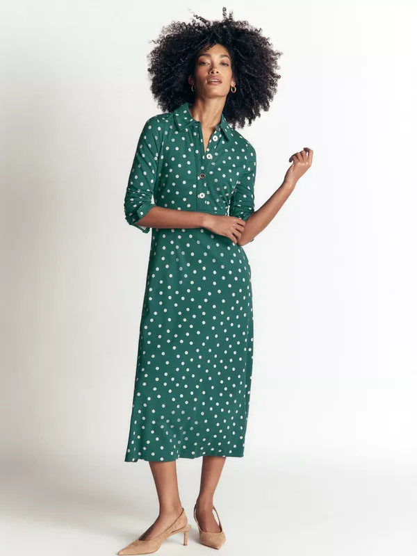 Boden Etta Spot A-Line Midi Dress containing LENZING™ ECOVERO™ Viscose
