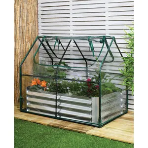 PVC Growhouse with Galvanised Planter - Clear and Green