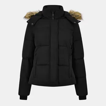 Jack Wills Women's Riley Wind Resistant Detachable Hood Short Puffer Jacket