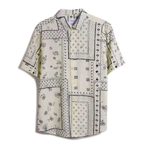 Farah Men's Marcus Print Short-Sleeve Cotton Oxford Shirt