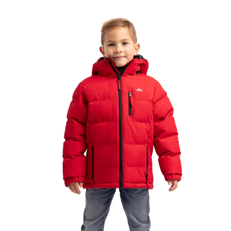 TRESPASS Boys Padded Adjustable Zip-Off Hood Waterproof Jacket - Tuff