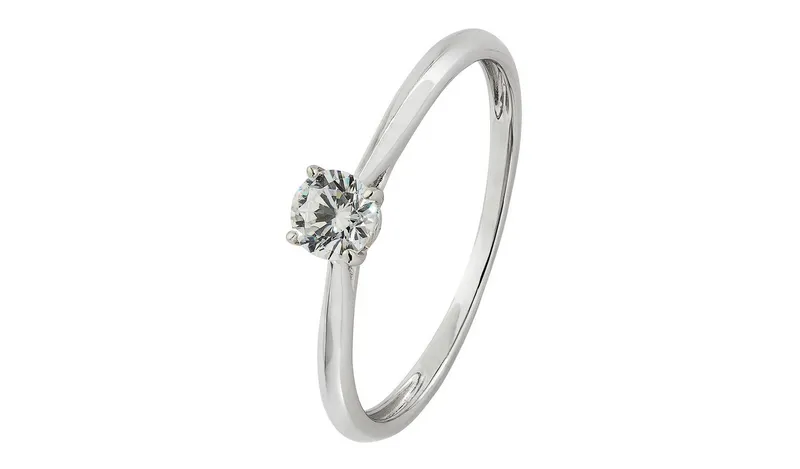Revere 9ct White Gold 4mm Cubic Zirconia Solitaire Ring