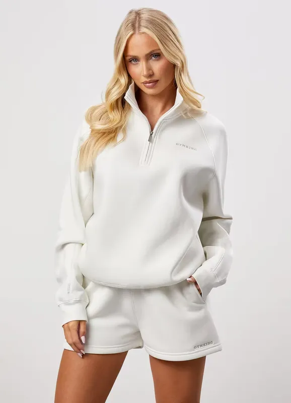 GYM KING Women's 365 Raglan Sleeve Funnel Sweatshirt Fitness Sports Pullover - Cream