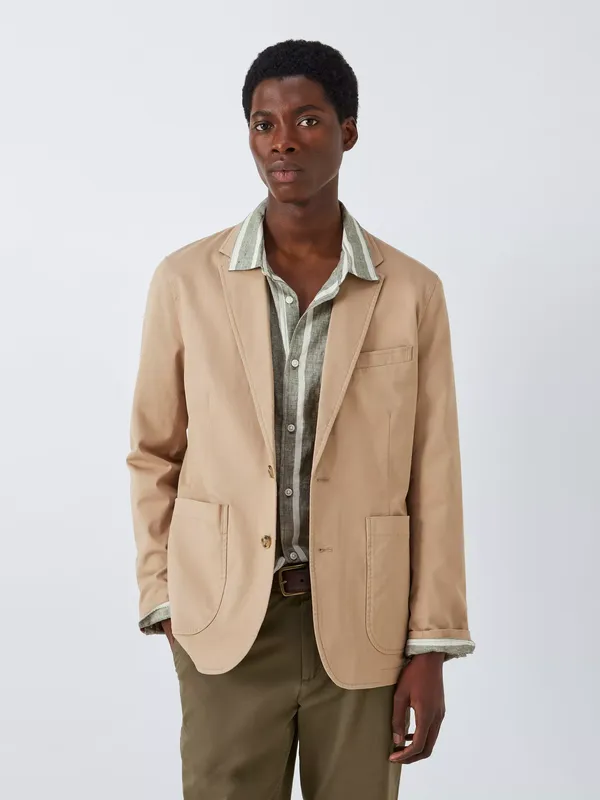 John Lewis Singe Breasted Cotton Blend Blazer