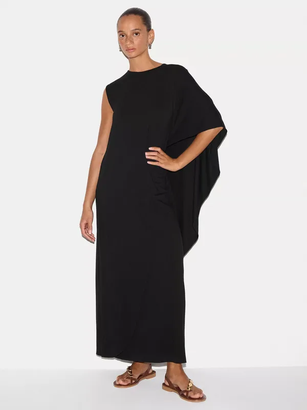 Jigsaw Jersey Cape Maxi Dress, Black