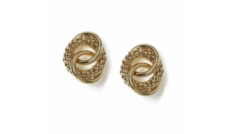 Freedom Gold-tone Textured Knot Stuf Earrings