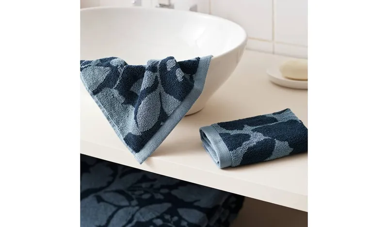Habitat Foliage 2 Pack Face Cloth - Navy