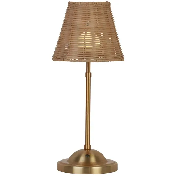 Rechargeable Rattan Gold Table Lamp - Gold
