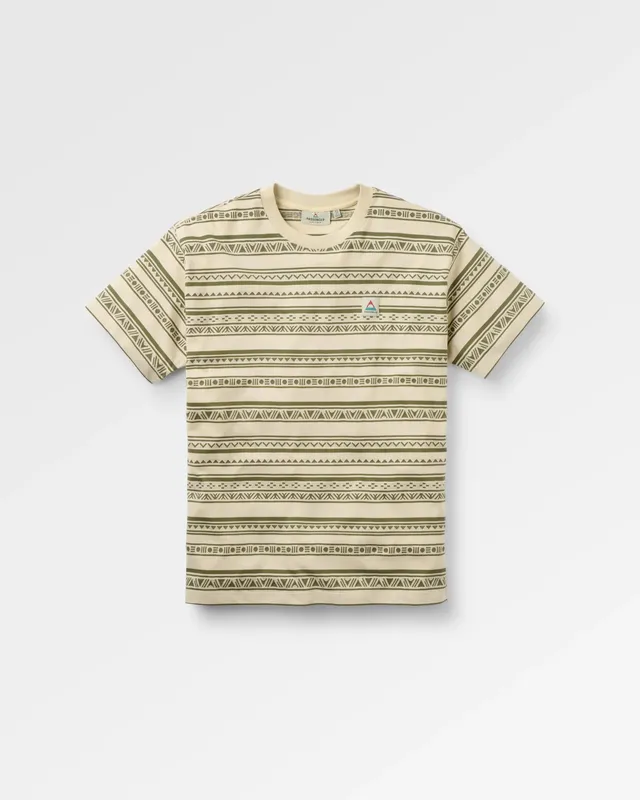 Passenger Clothing Mellower Jacquard T-Shirt - Geo Stripe Birch/Khaki