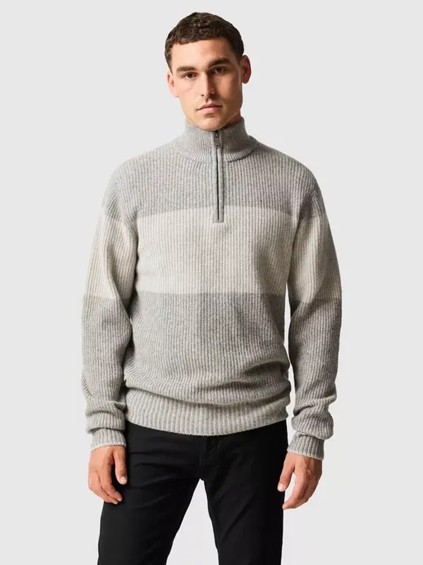 Rodd & Gunn Hudson Colour Block Pure Wool Jumper, Ash