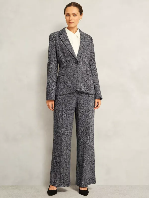 Hobbs Marlyn Herringbone Wool Blend Jacket, Black/White