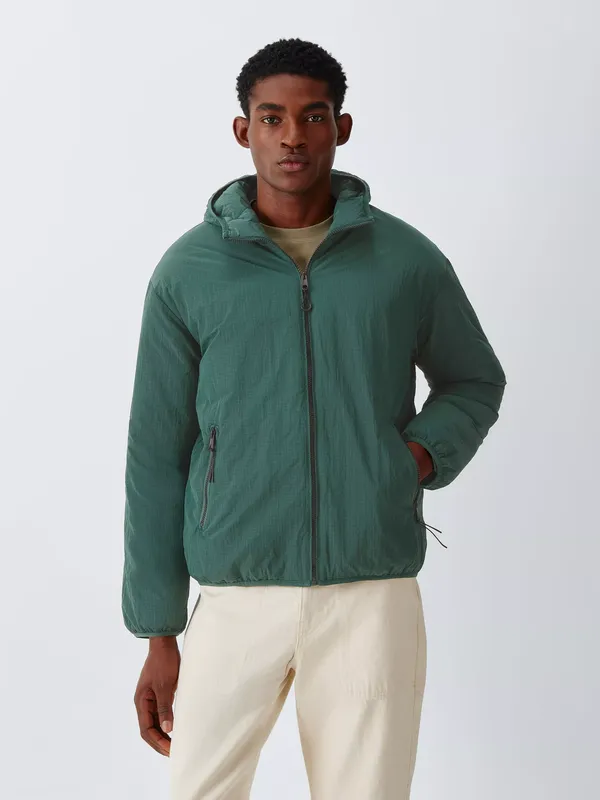 John Lewis Ripstop Hooded Jacket, Dark Green