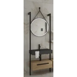 Wickes Rimini Wall System Vanity & Tower Unit Only with Black Basin - 1200mm