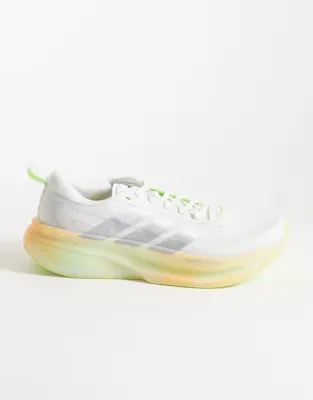 adidas Running Supernova Glide trainers in white and yellow