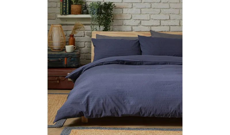 Habitat Stripe Seersucker Navy Bedding Set