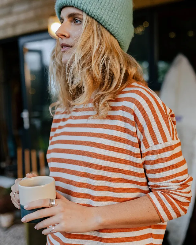Passenger Clothing Panorama Striped LS T-Shirt - Glazed Ginger