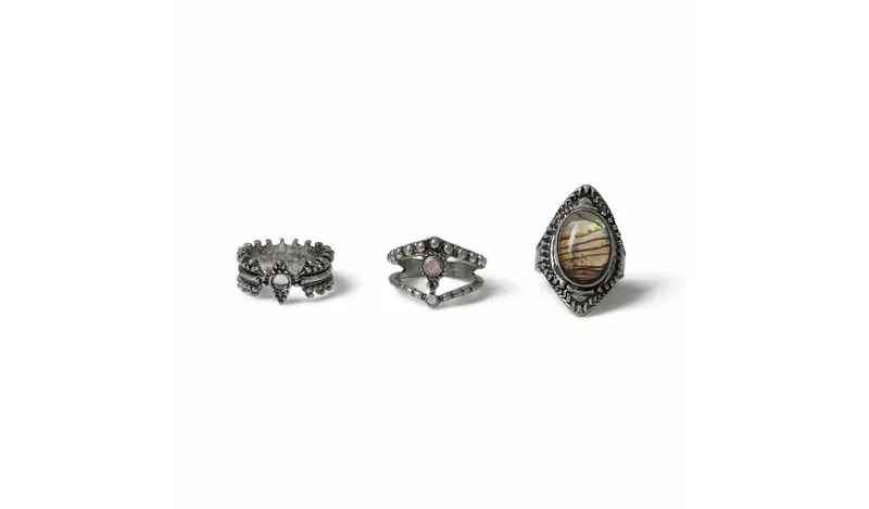 Freedom Gunmetal 3 Pack Rings