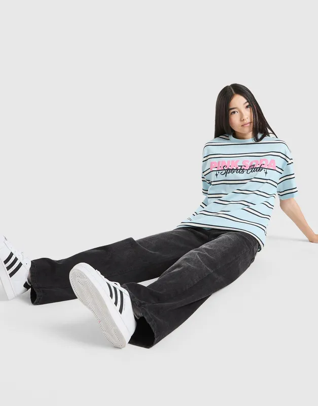 Pink Soda Sport Girls' Stack Striped T-Shirt Junior